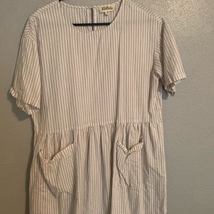 White and beige stripped dress